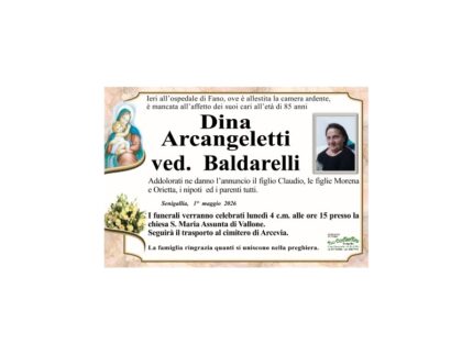 Necrologio Dina Arcangeletti
