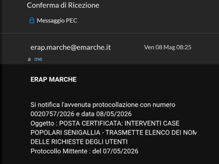 La PEC spedita a ERAP
