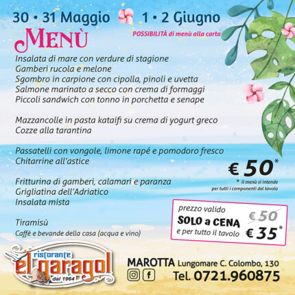 Ristorante El Garagol a Marotta di Mondolfo - Festa della Repubblica 2026 Ristorante El Garagol a Marotta di Mondolfo - Festa della Repubblica 2026