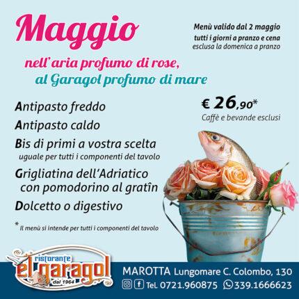 Ristorante El Garagol a Marotta di Mondolfo - Menu mese di maggio 2026 Ristorante El Garagol a Marotta di Mondolfo - Menu mese di maggio 2026