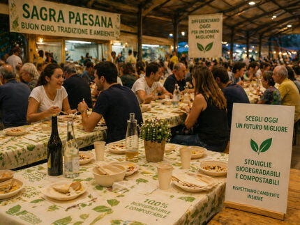 Prodotti monouso biocompostabili per sagre: piatti, bicchieri, posate
