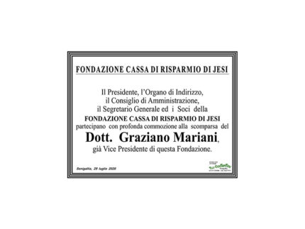 Partecipazione lutto per scomparsa Graziano Mariani