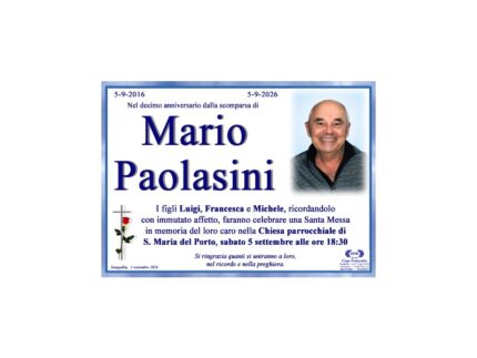 Messa per il decimo anniversario della scomparsa di Mario Paolasini