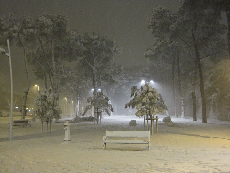 Giardini Catalani durante la bufera di neve
