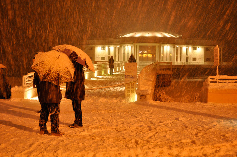 Rotonda sotto la neve - Foto di Andrea Piangerelli