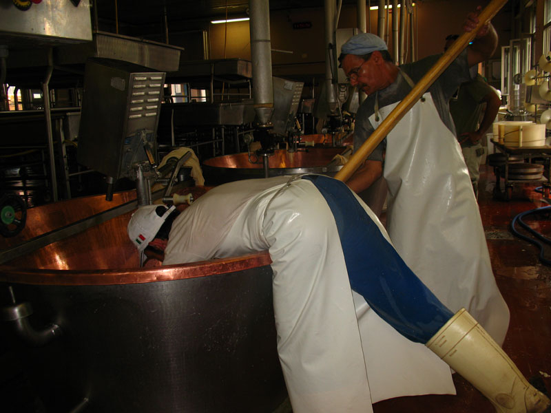 Al lavoro in un caseificio colpito dal sisma in Emilia