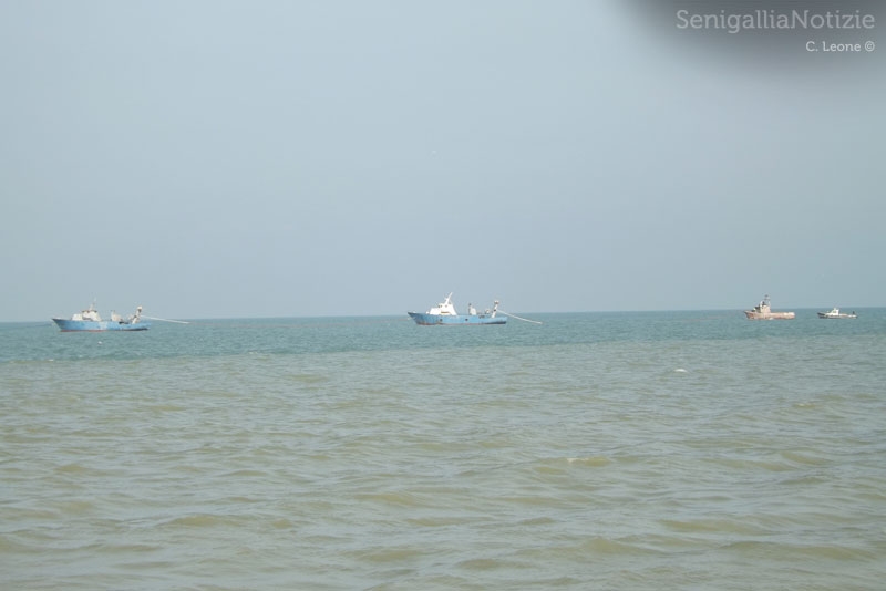 Traino delle prime tre navi dell'ex cantiere Navalmeccanico via da Senigallia