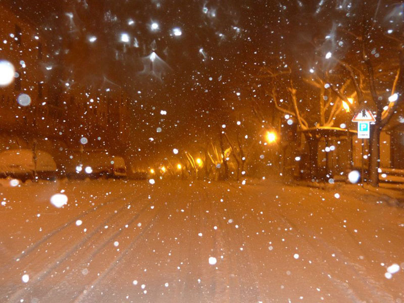 Neve a Corinaldo la sera del 2 febbraio