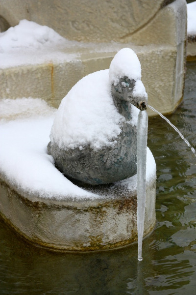 Ghiaccio sulla fontana delle Oche