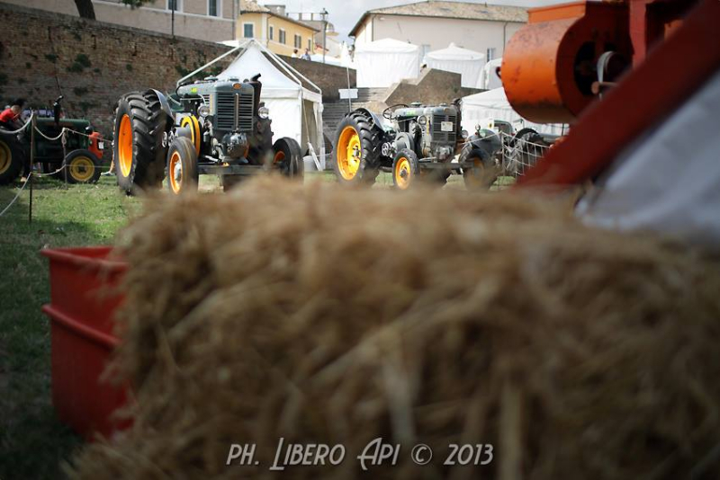 Trattori d'epoca esposti nei giardini della Rocca