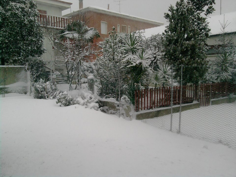 Cortili innevati in via Po a Senigallia